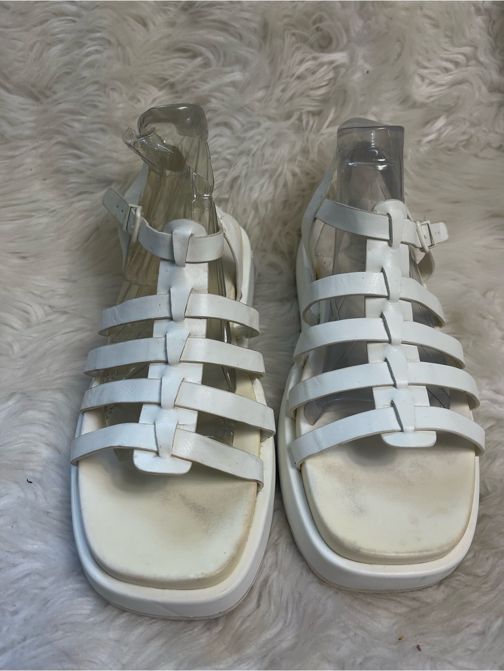 Torrid Fisherman lug platform Sandals synthetic white ankle strap sandals SZ13WW
